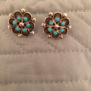 Native American silver and turquoise post earrings